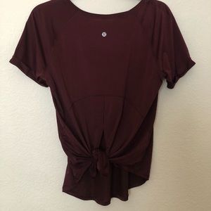 Lululemon Open Up Tie Back Tee-Maroon